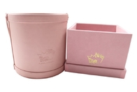 Boîte-cadeau de rond de Logo Pink Leather Gift Box de feuille d'or pour des fleurs