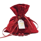 Le cadeau de cordon de tissu de toucher doux met en sac le matériel de haute qualité de velours avec l'étiquette de salutation