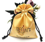 sac promotionnel de satin d'or de poche de cordon de bijoux de 7x9cm (2.7x3.5inch) petit avec Logo Fabric Drawstring Gift Bags