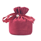 Le petit cadeau inférieur rond de cordon de tissu de velours met en sac 10x15cm