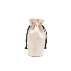 Concevez les sacs en fonction du client de cadeau de cordon de tissu de sac de vin de cordon de coton de toile de bouteille de Logo Printed 1