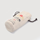 Concevez les sacs en fonction du client de cadeau de cordon de tissu de sac de vin de cordon de coton de toile de bouteille de Logo Printed 1