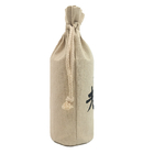 Le cadeau de toile naturel de cordon de tissu de lin de 100% met en sac l'emballage de vin